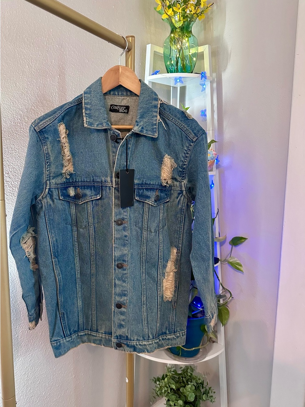 Classic Distressed Blue Denim Jacket - Men